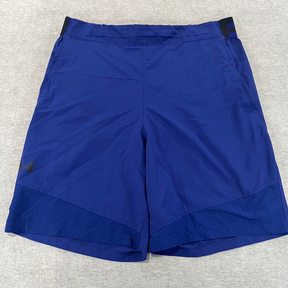 Under Armour HeatGear Mens Large Royal Blue Ripstop Athletic Training Shorts